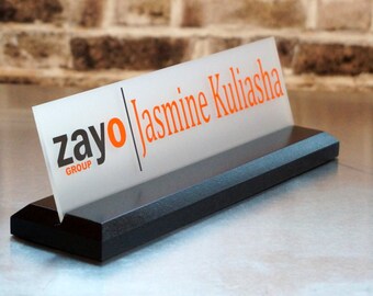 Desk Name Plate with LOGO and 2 Colors Great Professional Wood Sign Personalized Gift 10 x 2.5