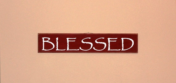 BLESSED - Large sign 37 x 7 inches - BARN RED hand painted on wood with White lettering