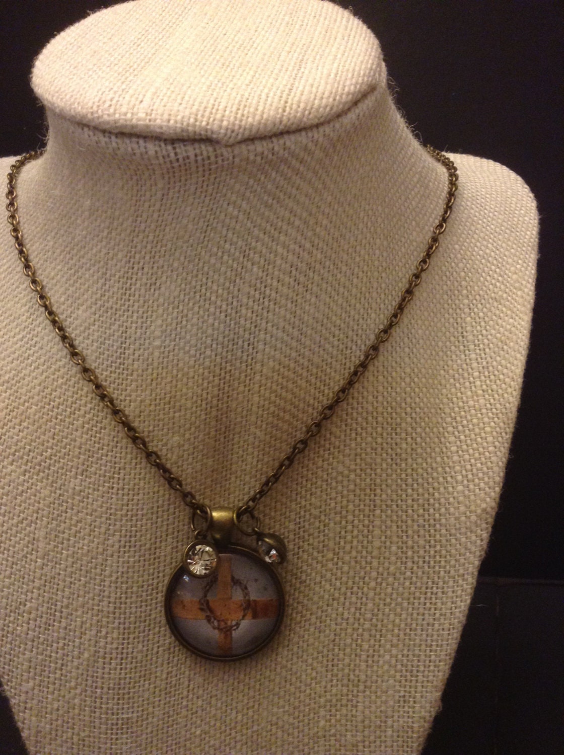 Crown of thorns pendant & chain in faux antiqued gold by Gonzo4Him