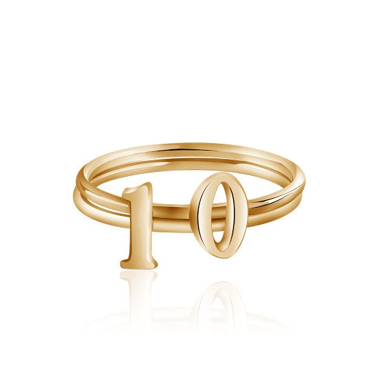 Number Rings Stackable Initial Rings 14k Gold by MimicDesign