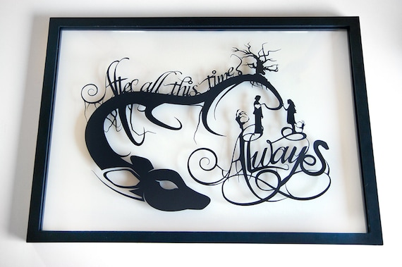 Always Snape and Lily - Harry Potter silhouette handcut paper craft