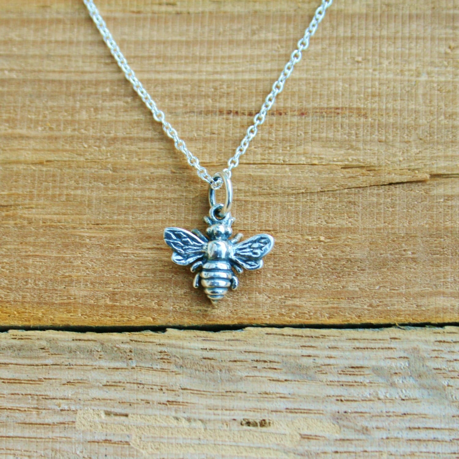 Sterling Silver Bee Charm Necklace Honey Bee Charm Necklace