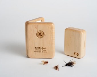 Personalized Fly Box, Engraved Mens Gift, Custom Engraved Fishing Fly Box, One Wood Fly Fishing Box, Best Man, Groomsman Gift