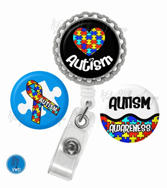 Autism Awareness AA1 Retractable ID Badge by VintageWillowDesigns