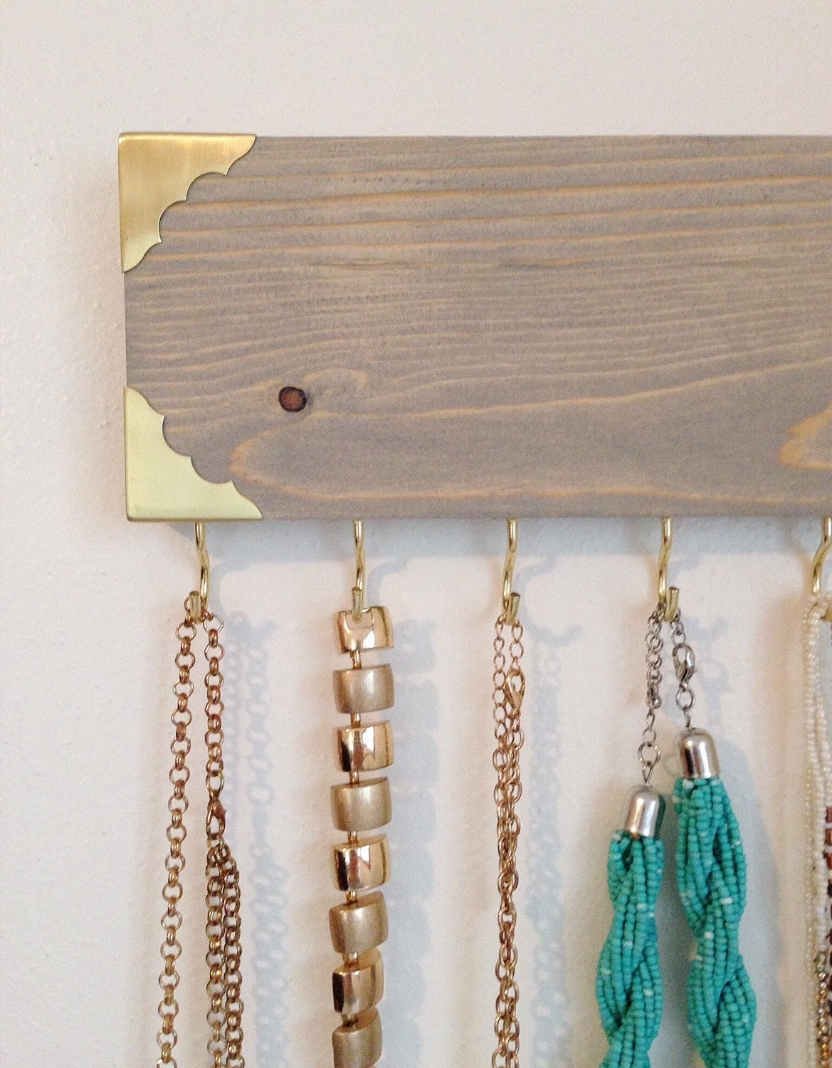 Jewelry Hanger / Jewelry Organizer / Rustic Gold Metal Edge