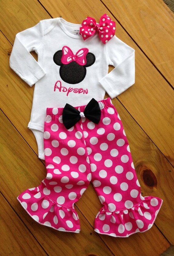 Girls' Personalized Mouse Ruffled Pants Outfit by SouthernSassByLC