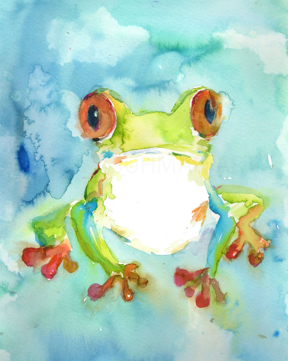 Tree Frog Painting 8 x 10 Print Watercolor Frog Tree Frog