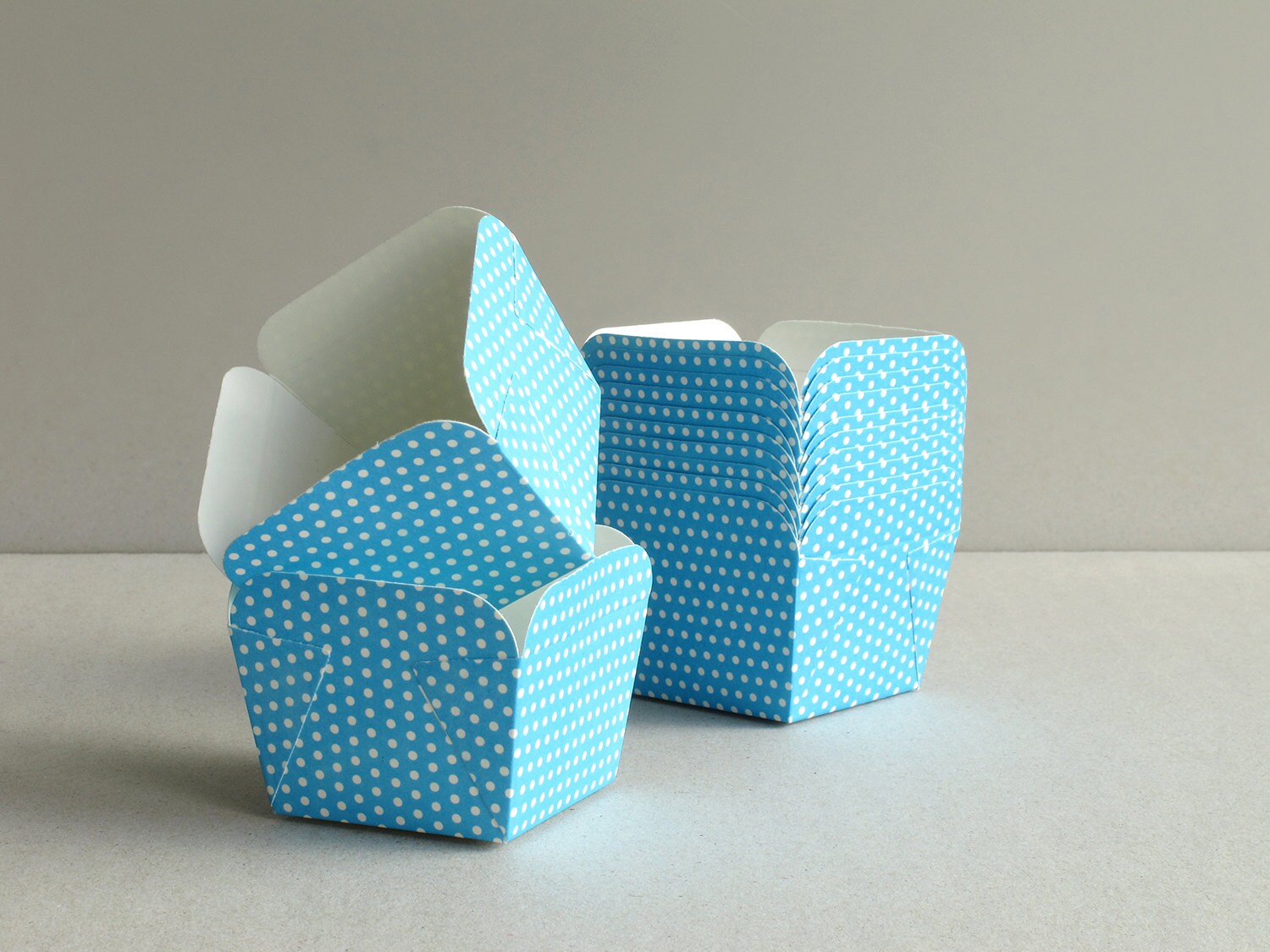 Square Blue Polka Dot Baking Cups set of 12 Small paper