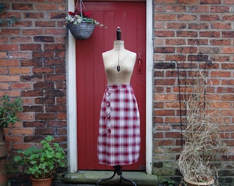 1940s wool skirt / 40s plaid skirt / Scotch Buttons woollen skirt / check tartan skirt