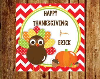 Personalized Happy Thanksgiving Tag- Thanksgiving Tag - DIY Printable Favor Tags