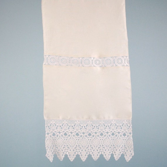 LACE HAND TOWEL Linen and Lace Guest Towel to by CloudHunterCo
