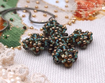 Photo tutorial Renaissance cross pendant - vintage style beading tutorial, beading pattern