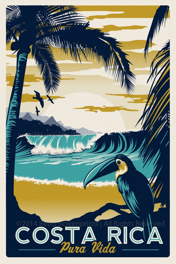 vintage travel poster costa rica