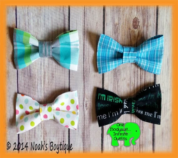 Teal Grey Plaid Bow Tie - Easter Polka Dots - Blue Plaid Bow Tie - Kiss Me I'm Irish Bow Tie - Easter Bow Tie by NoahsBoytiques