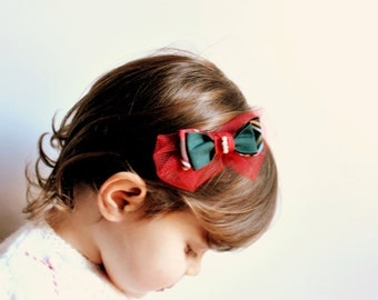 Headband/ bow/ elastic/ handmade/ baby girls/ christmas
