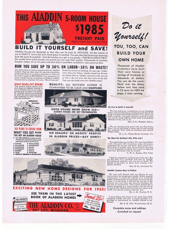 1950s Build Your Own House Aladdin Co. Michigan Antique DIY ...
