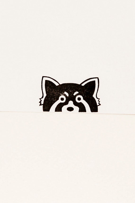 Items similar to Angry Red Panda peekaboo stamp Funny animal carved rubber stamp Crafted