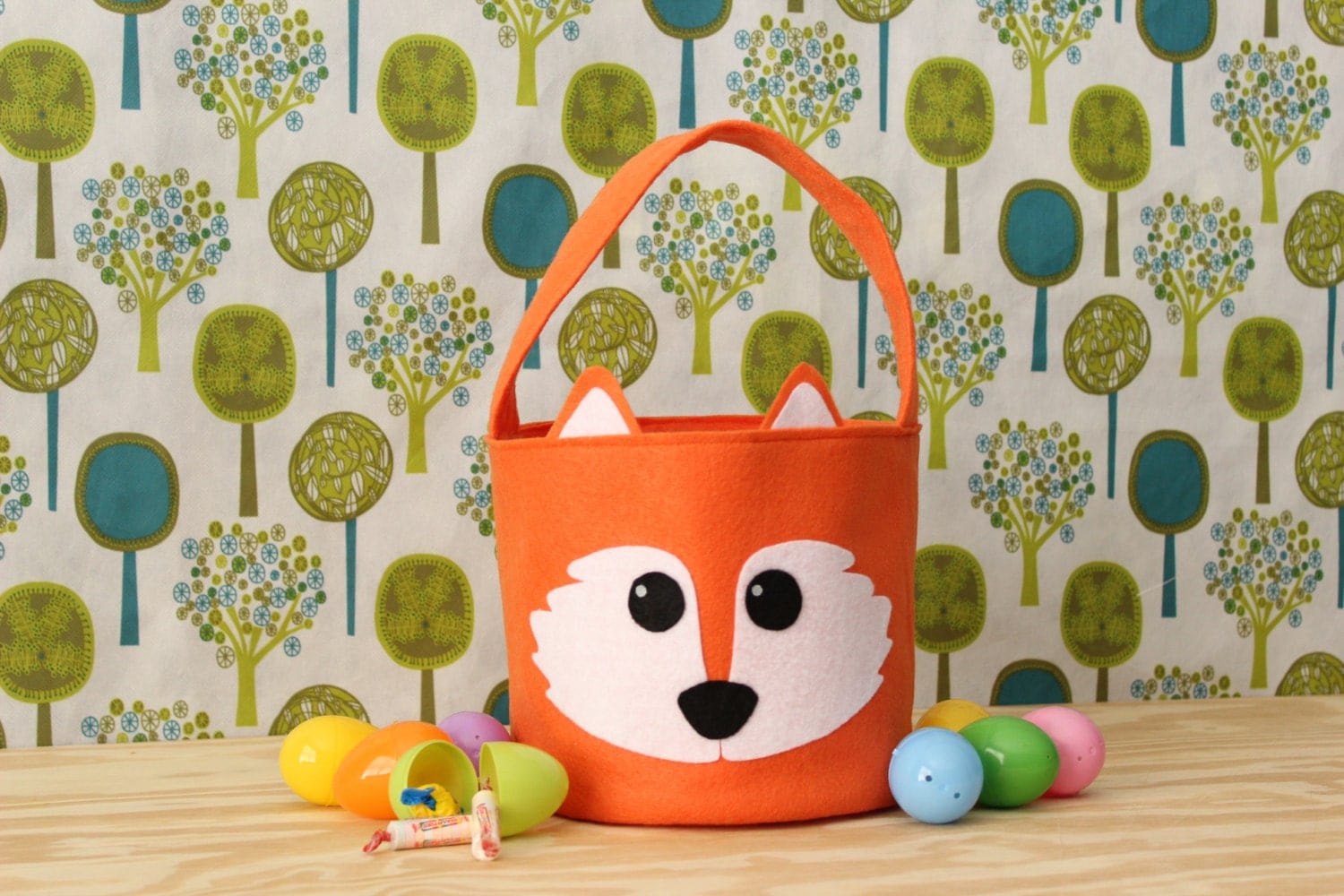 Monogrammed Fox Easter Basket Felt Woodland