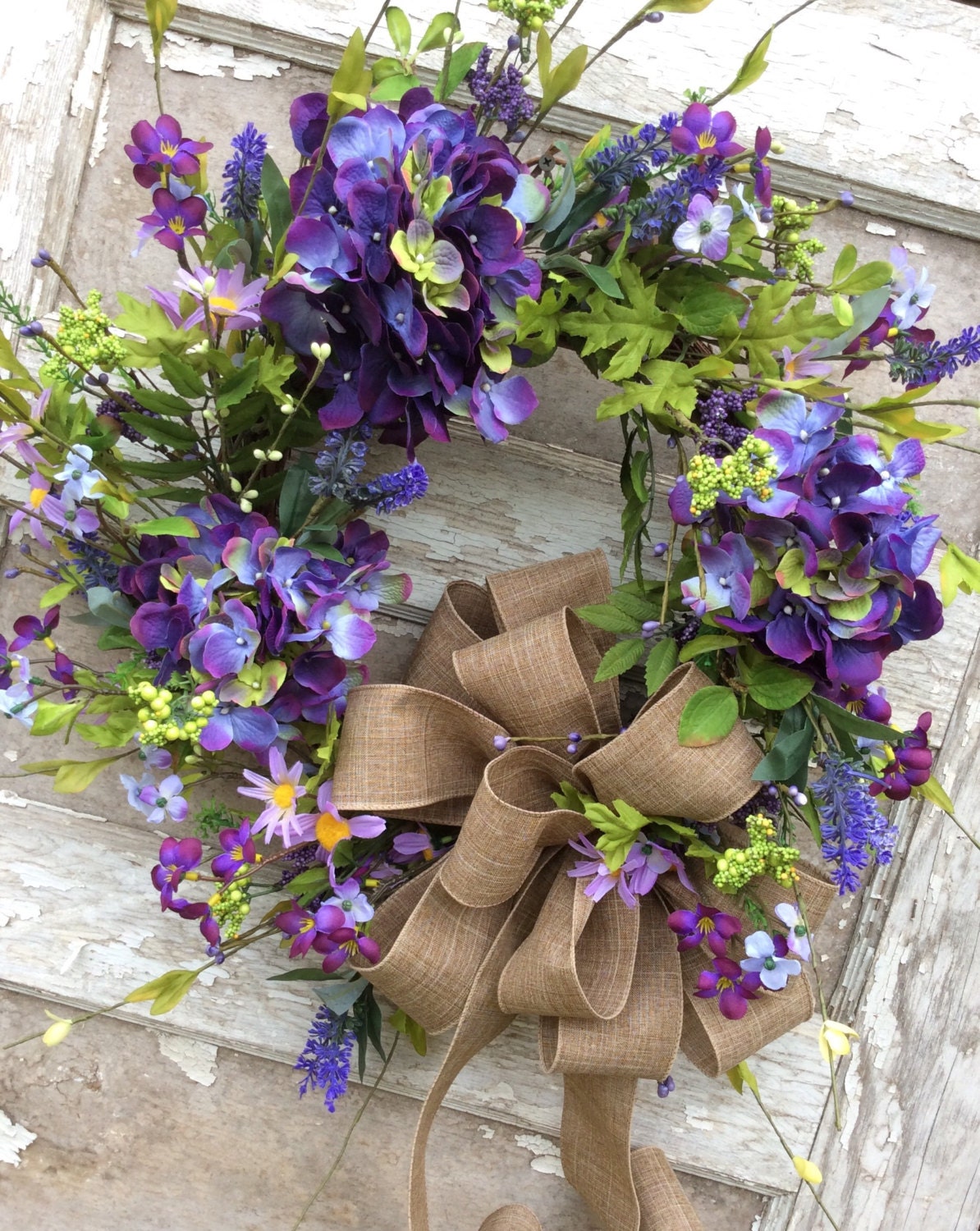 Hydrangea Wreath Spring Wreath Double Door Wreath Mothers