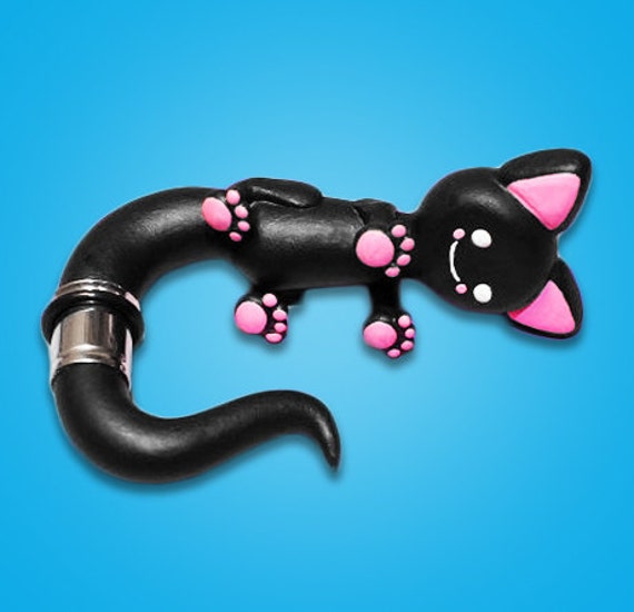 Items similar to Ear Kitty Kitty 00g cat ear plugs (Sold as pair) on Etsy