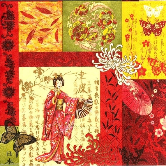Paper Napkins for Decoupage JAPAN STYLE 33cm by LanternsByTamara