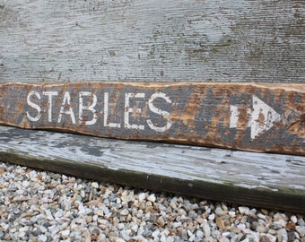Stables Equestrian Sign Horse Decor Horse Sign Rustic Sign Distressed Wood Sign 36" Large Wood Sign