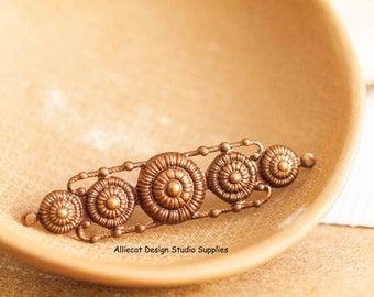 1 Vintaj Natural Brass 15x53mm Rowed Medallions Connector (SB053)
