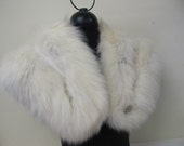 Vintage White Fox Stole White Velvet Lining White Fur Stole Sequins Fur Wrap Arctic Fox Stole 1950 fur