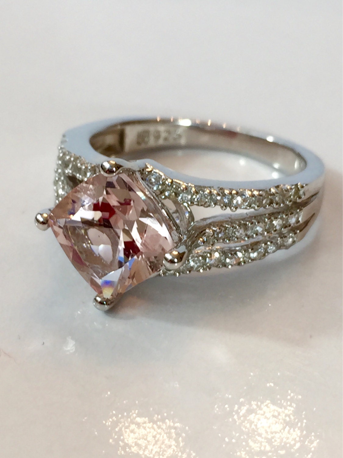  Vintage  Jewelry  Ring  2CT Morganite  Ring  Pink Genuine