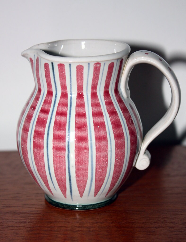Collectable Vintage Rye Pottery Small Cottage Stripe Jug