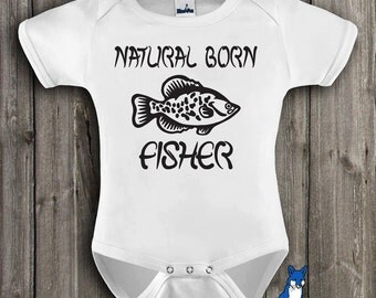 Baby bodysuit, Natural born fisher, Cute baby one piece, Fisherman baby, Fishing, by Bluefoxapparel *07