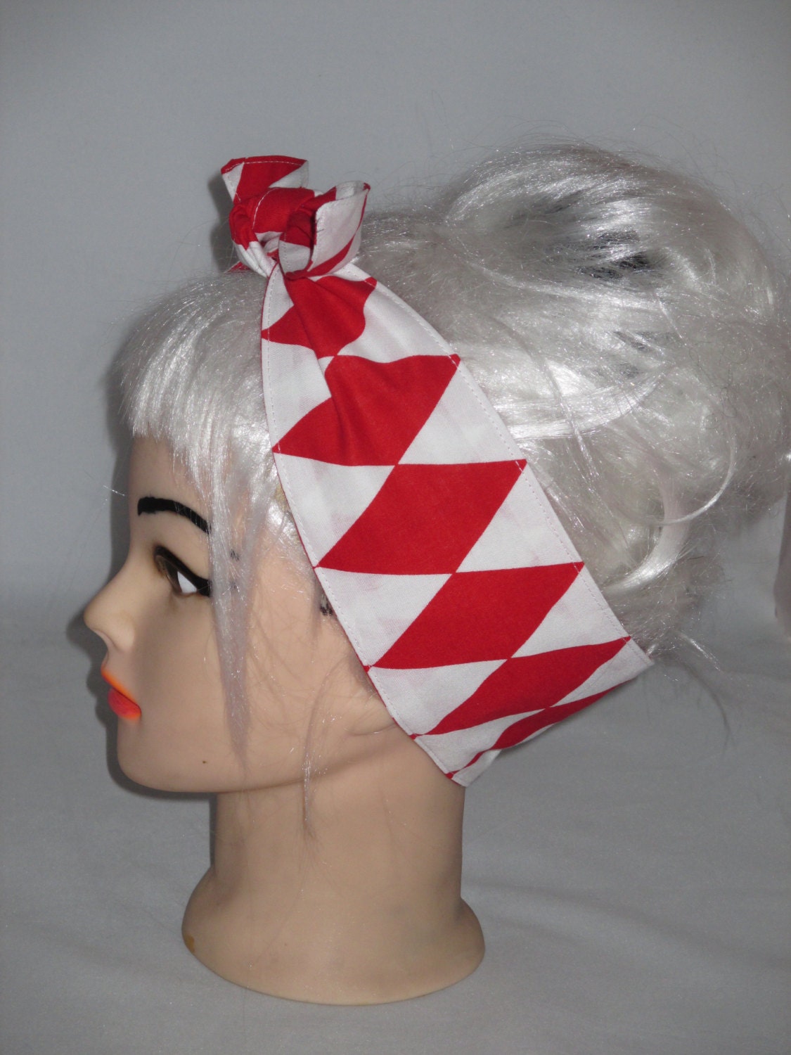 Headscarf Rockabilly HEAD SCARF Red White Headband Pinup