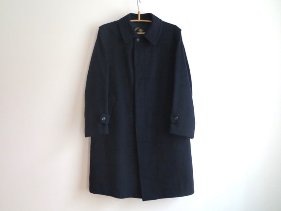Navy Dark Blue Loden Mens Wool Coat Jacket Vintage Echter