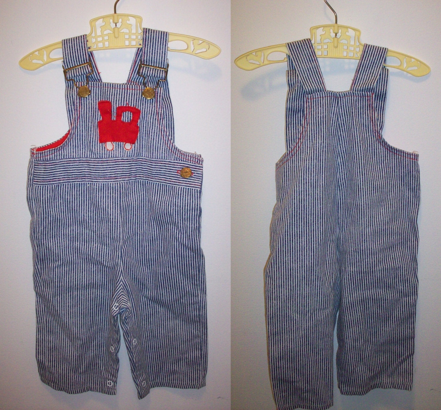 80s train conductor pinstripe overalls baby toddler classic
