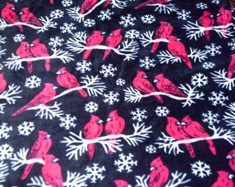 SALE Cardinals Pine Snowflakes Fleece Throw