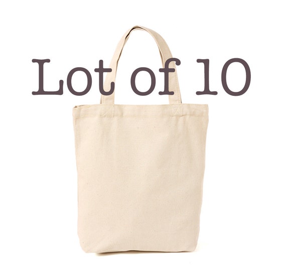 Lot of 10 Blank Canvas Plain Tote Bag 100% Soft by CanvasAvenue