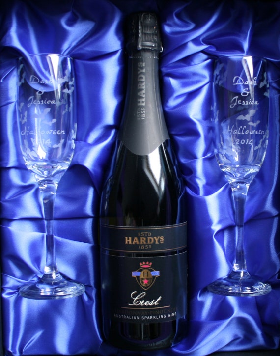 Personalized Champagne glasses/ gift set. Perfect for weddings
