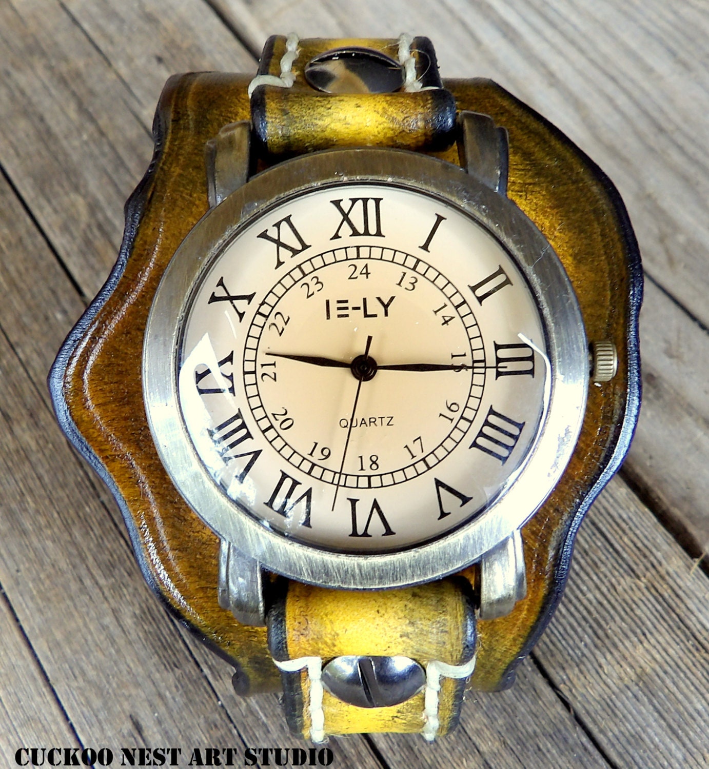 Women's Leather Watch Cuff Leather wrist watch Bracelet