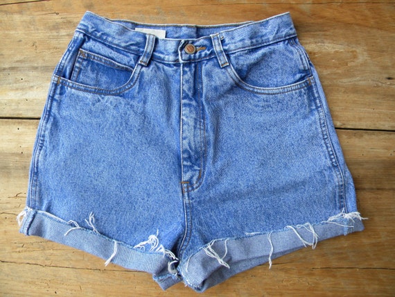 High Waisted Cut Off Denim Shorts / RIO Jeans / Bright Blue
