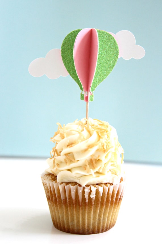 3D Hot Air Balloon Cupcake Toppers Birthday by TheCraftyTees