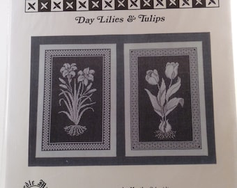 Positively Negative Day Lilies & Tulips cross stitch chart by Martha Schmidt for Needle Maid Designs, Inc.
