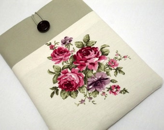 kindle case, Personalized Kindle Cover Padded, Kindle Case, Nook Cover , Ereader Case, Custom Sleeve- Floral