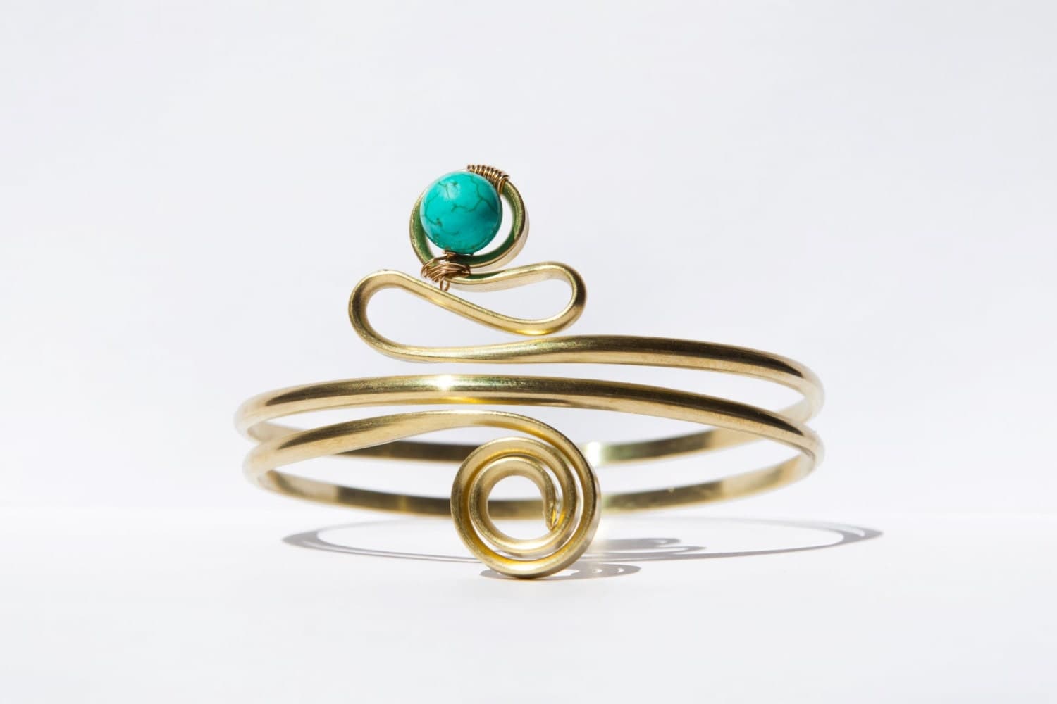 Gold arm cuff upper arm bracelet golden armlet Turquoise