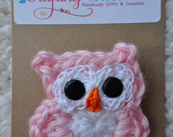 Handmade Crocheted Owl Pin