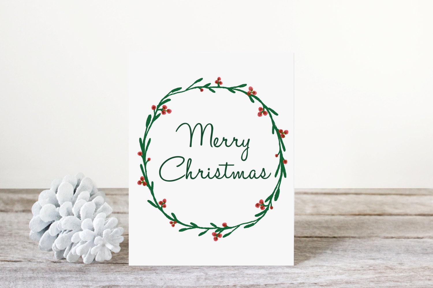 Printable Christmas Card | Hand Drawn Card | Floral Wreath | Christmas Illustrations | Christmas Wreath | Merry Christmas | Holiday Card