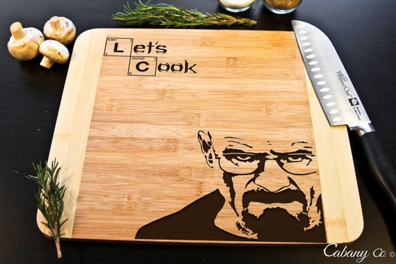 Breaking Bad Cutting Board Heisenberg Engraved Bamboo Cook~ Walter White, Jesse Pinkman, Birthday, Christmas Gift, Gift for him, Lets cook