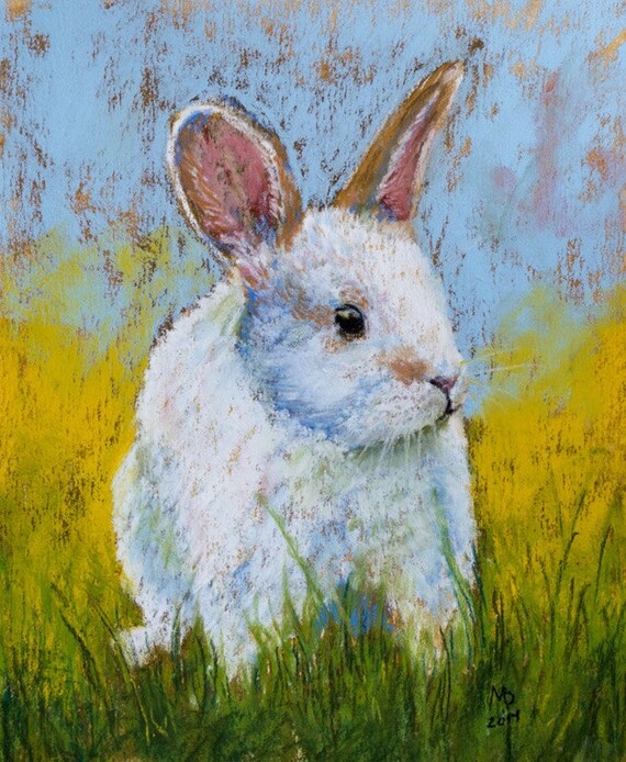 Original pastel painting Rabbit
