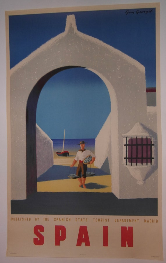 1940 Spanish Travel Poster by VintageLines on Etsy