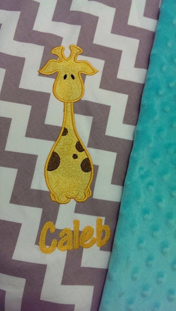 Items similar to Giraffe Baby Blanket Personalized Giraffe Baby