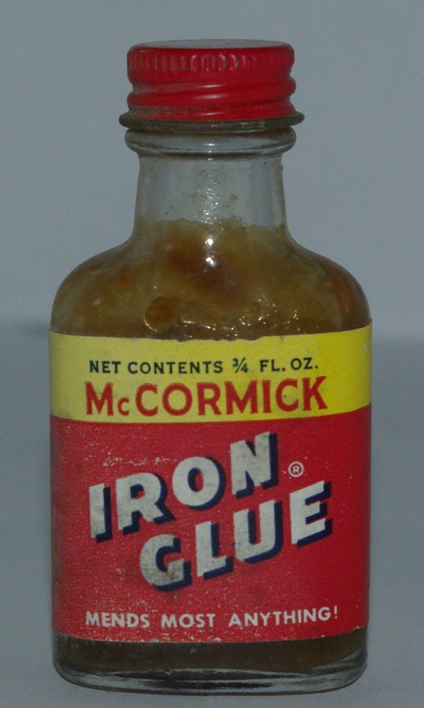 Vintage Glass Bottle Jar McCormick & Co Iron Glue